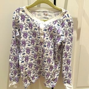 Roller rabbit kids pajama set purple monkey design